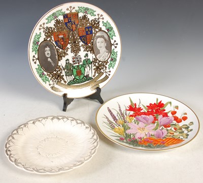 Lot 355 - Seven Wedgwood flower moulded dessert plates,...