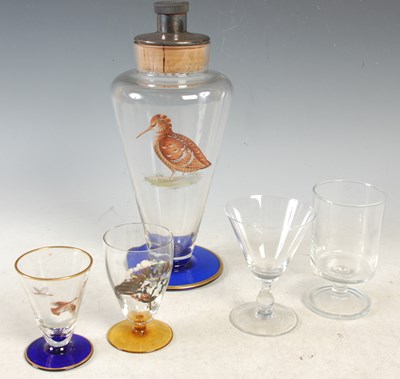 Lot 357 - A vintage clear and blue glass decanter and...