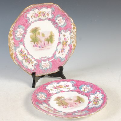 Lot 365 - A Spode pink ground transfer printed part...