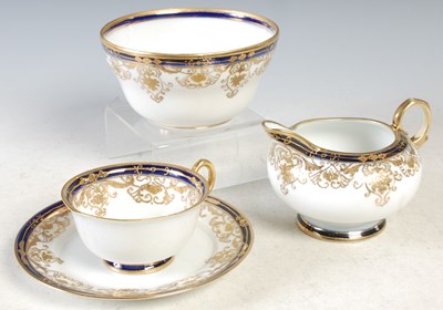 Lot 378 - A Noritake cobalt blue and gilt part tea set.