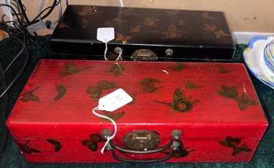 Lot 400 - Two similar rectangular bottle boxes, one...
