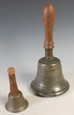 Lot 409 - A vintage school bell, 29cm high; together...