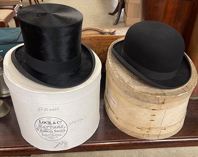 Lot 410 - Tress & Co of London, a vintage top hat;...