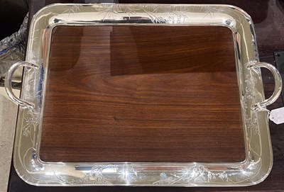 Lot 416 - A Japanese silver mounted darkwood...