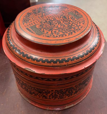 Lot 428 - An early 20th century Burmese red lacquer...