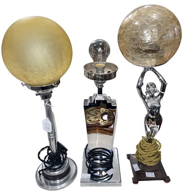 Lot 435 - A group of three Art Deco style table lamps,...