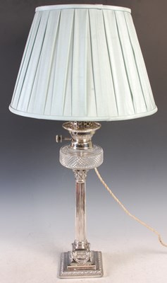 Lot 436 - A silver plated Corinthian column paraffin...