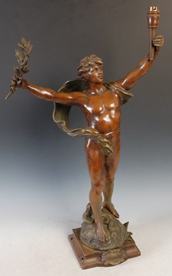 Lot 439 - After Moreau, a bronzed spelter figure of...