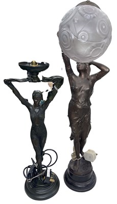 Lot 442 - An Art Nouveau style bronzed spelter table...