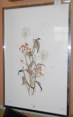 Lot 588 - Bridget McHale, 'Flower Study', pen and ink,...