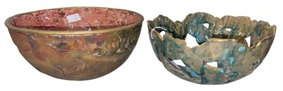 Lot 454 - Baajie Pickard, two Raku Studio Pottery bowls,...