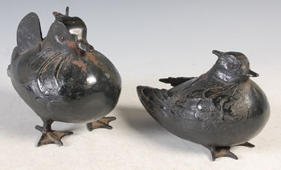 Lot 457 - Two bronzed metal ducks, 13cm high and 10.5cm...