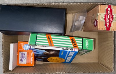 Lot 518 - Box of items to include a vintage Elmo Super8...