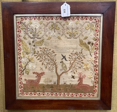 Lot 535 - A 19th century needlework panel dated 1891,...