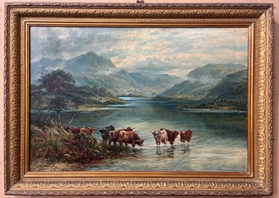 Lot 543 - William Langley 
Highland loch scene with...