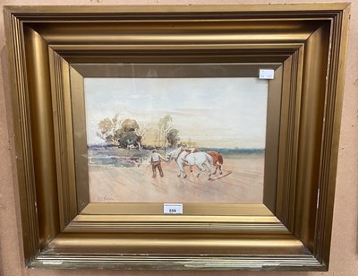 Lot 559 - F. C. Nairn  
Sunset ploughing scene...