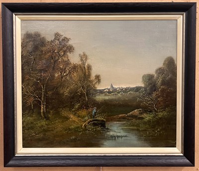 Lot 566 - J. E. M.  
Country landscape with figure...