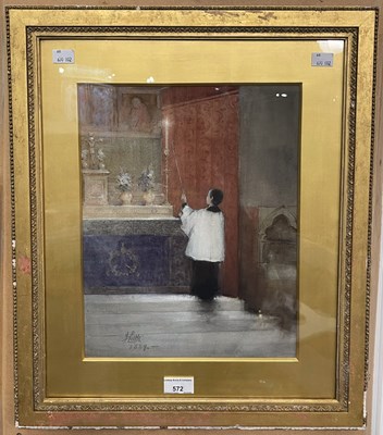 Lot 572 - F. Liltte (19th century) 
Lighting a candle at...