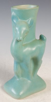Lot 230 - Van Briggle, a green monochrome glazed pottery...