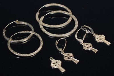 Lot 269 - A group of yellow metal earrings, all tests as...