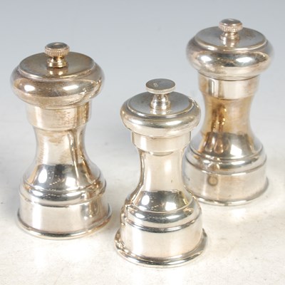 Lot 281 - A pair of Birmingham silver pepper mills,...