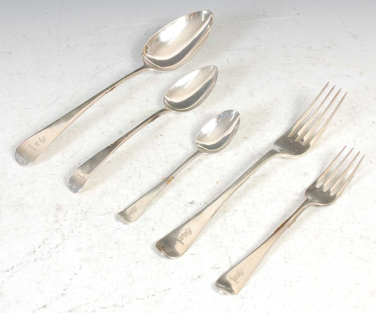 Lot 290 - A part canteen of silver flatware, engraved...