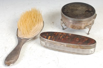 Lot 294 - A London silver backed hairbrush; a silver and...