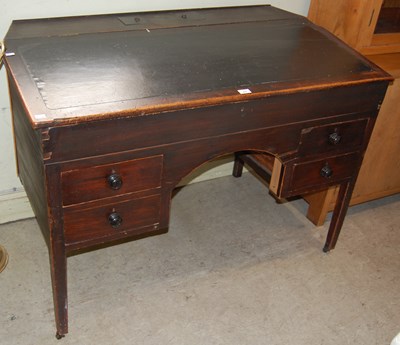 Lot 602 - A 19th century stained pine estate desk with...