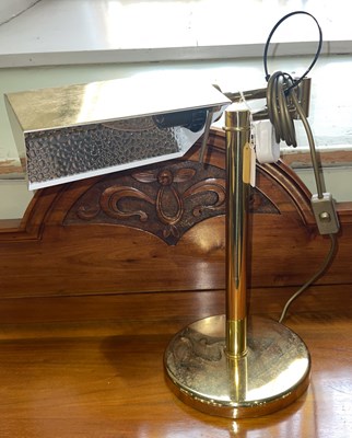 Lot 602 - A brass table lamp with adjustable shade, 41cm...