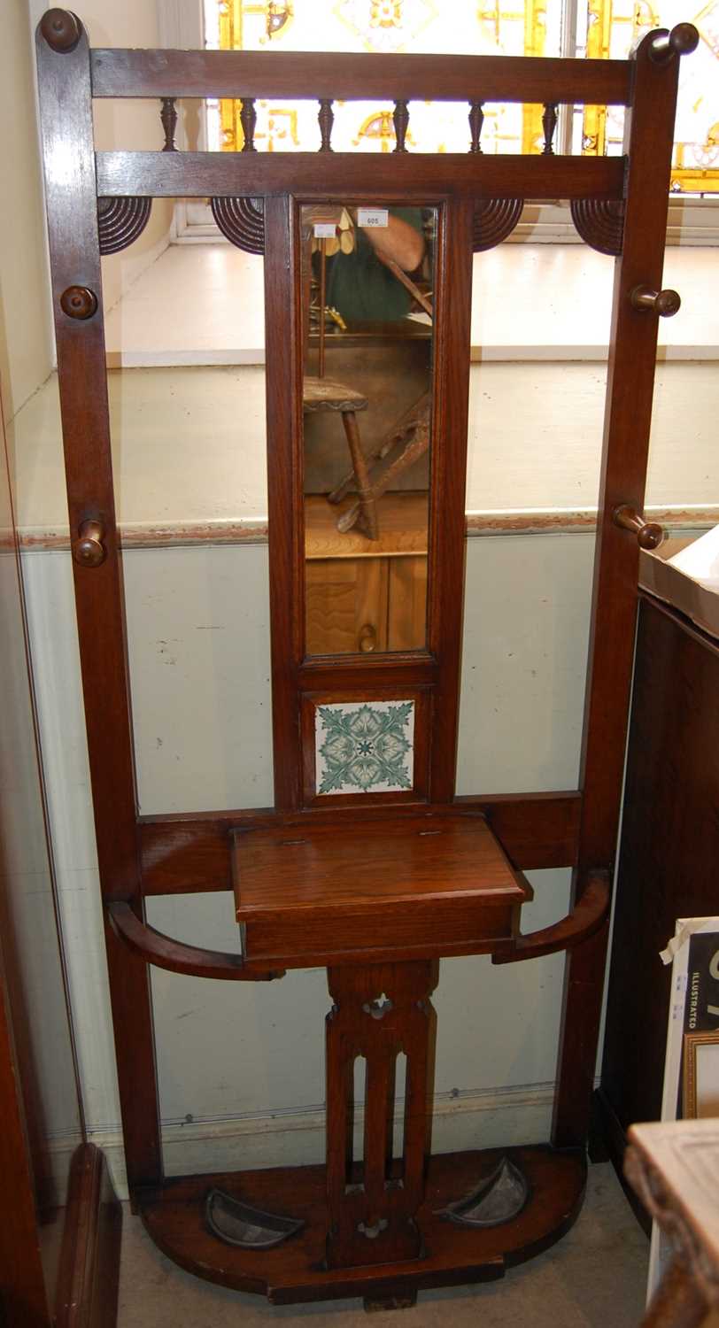 Lot 605 - A late 19th century mirror back hall stand...