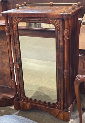 Lot 624 - A walnut and marquetry inlaid mirror door...