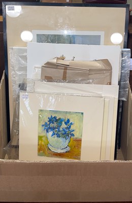 Lot 626 - Box of assorted decorative pictures and prints.