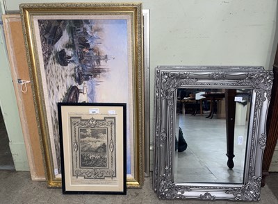 Lot 585 - Three assorted rectangular bevelled wall...