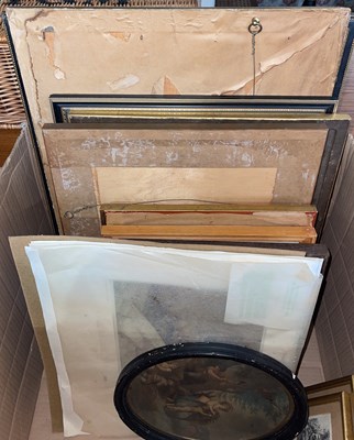 Lot 636 - Box of assorted decorative pictures and prints.