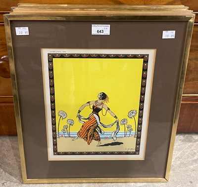 Lot 643 - After Emile Gallois (1882-1965), six Pochoir...
