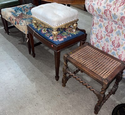 Lot 647 - A 19th century giltwood rectangular footstool...