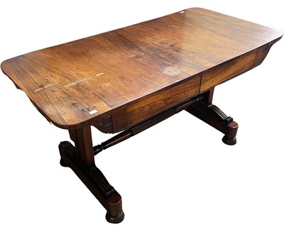 Lot 665 - A 19th century rosewood sofa table, the...