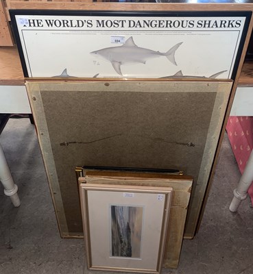 Lot 694 - A group of eight assorted pictures and prints,...
