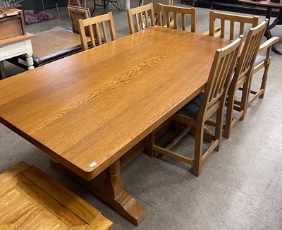 Lot 679 - Beaverman, an oak refectory table and six...
