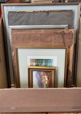 Lot 684 - A box of assorted decorative pictures and prints.