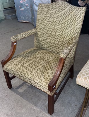 Lot 686 - A George III style mahogany Gainsborough chair...