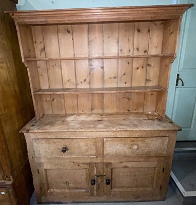 Lot 717 - An antique pine dresser, 138cm wide x 183cm...