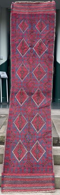 Lot 743 - A Meshwani runner with a blue ground decorated...
