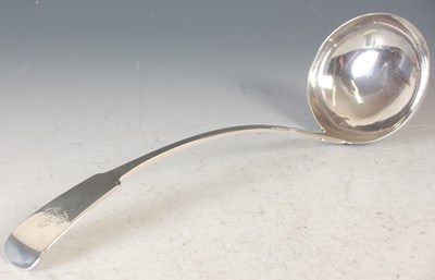 Lot 116 - A rare Scottish provincial silver soup ladle,...