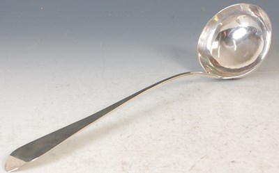 Lot 123 - A Scottish provincial silver soup ladle, by...