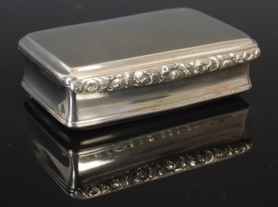 Lot 101 - A Scottish silver snuff box of plain oblong...
