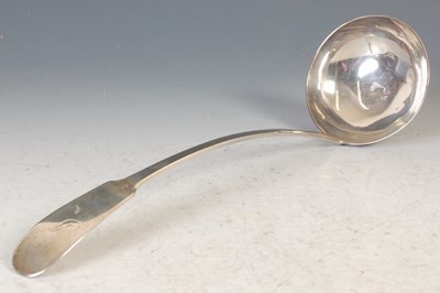 Lot 131 - A George III Scottish silver soup ladle, by...