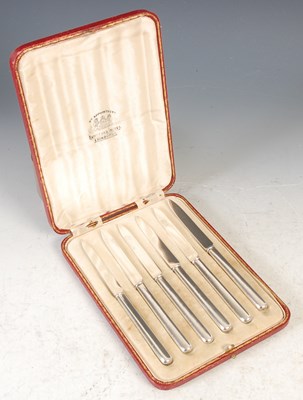 Lot 149 - A set of six Scottish silver fruit knives with...