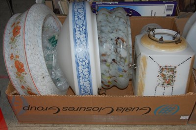 Lot 488 - Two Boxes - various lampshades, light fittings,...