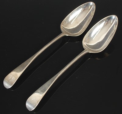 Lot 173 - Two Scottish silver tablespoons, by Robert...